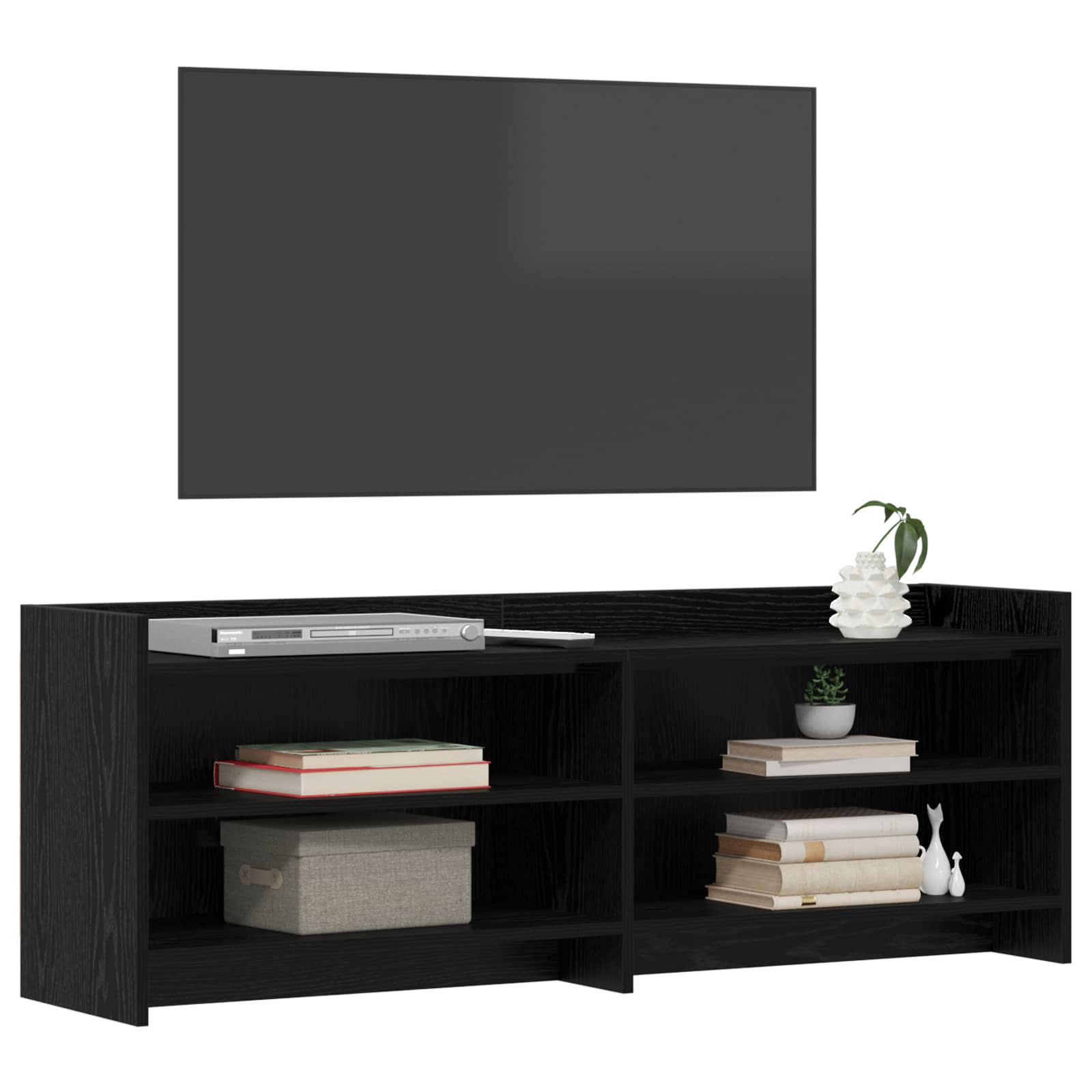 TV-kast 135 x 33 x 47 cm Zwart eiken Bewerkt hout