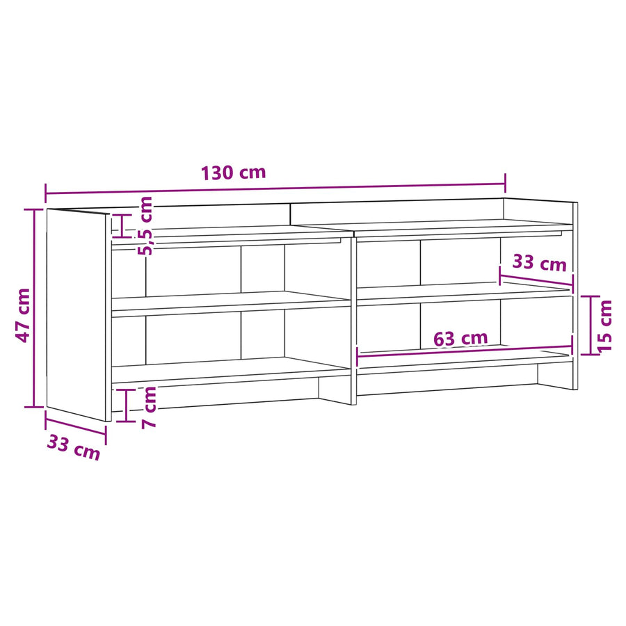 TV-kast 135 x 33 x 47 cm Artisanaal eiken Bewerkt hout