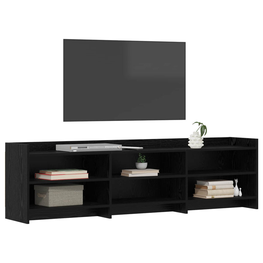 TV-kast 168 x 33 x 47 cm Zwart eiken Bewerkt hout