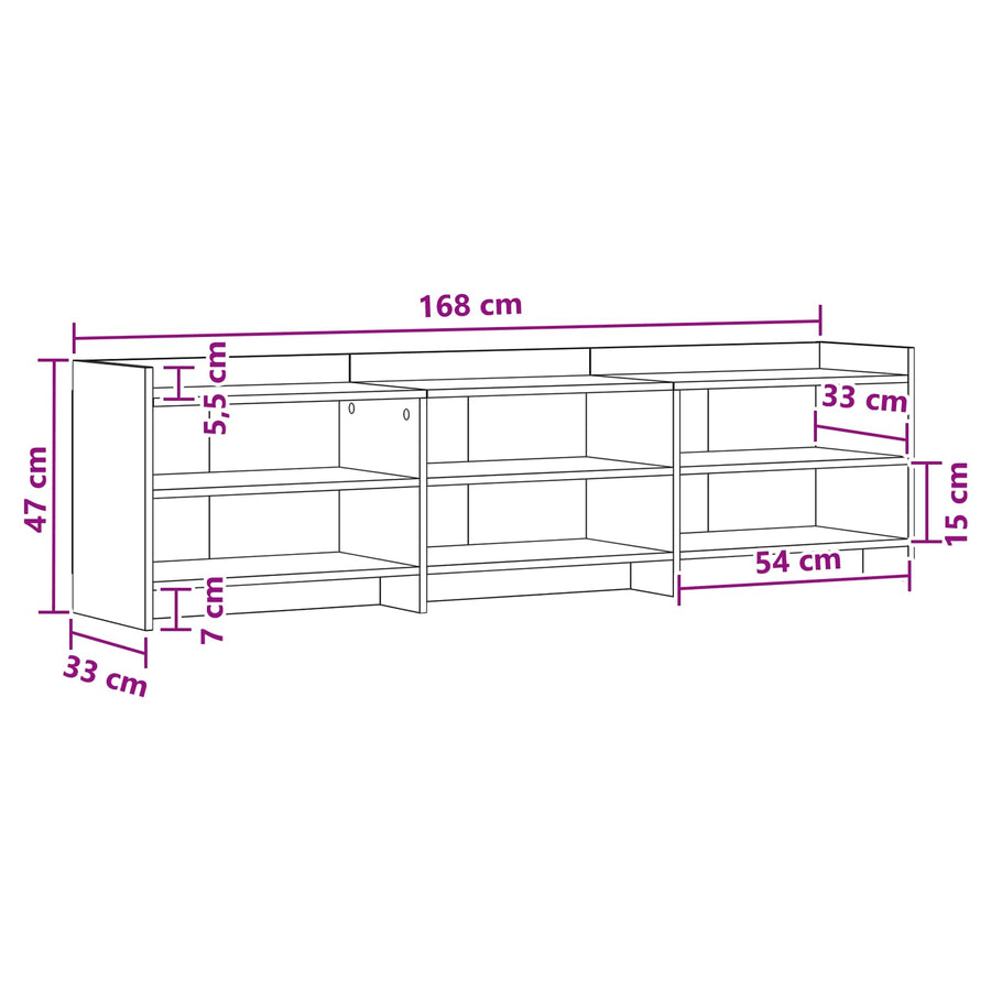 TV-kast 168 x 33 x 47 cm Oud hout Bewerkt hout