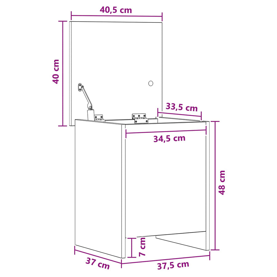 Opbergkist met opslag Betongrijs 40 x 40 x 50 cm Bewerkt hout