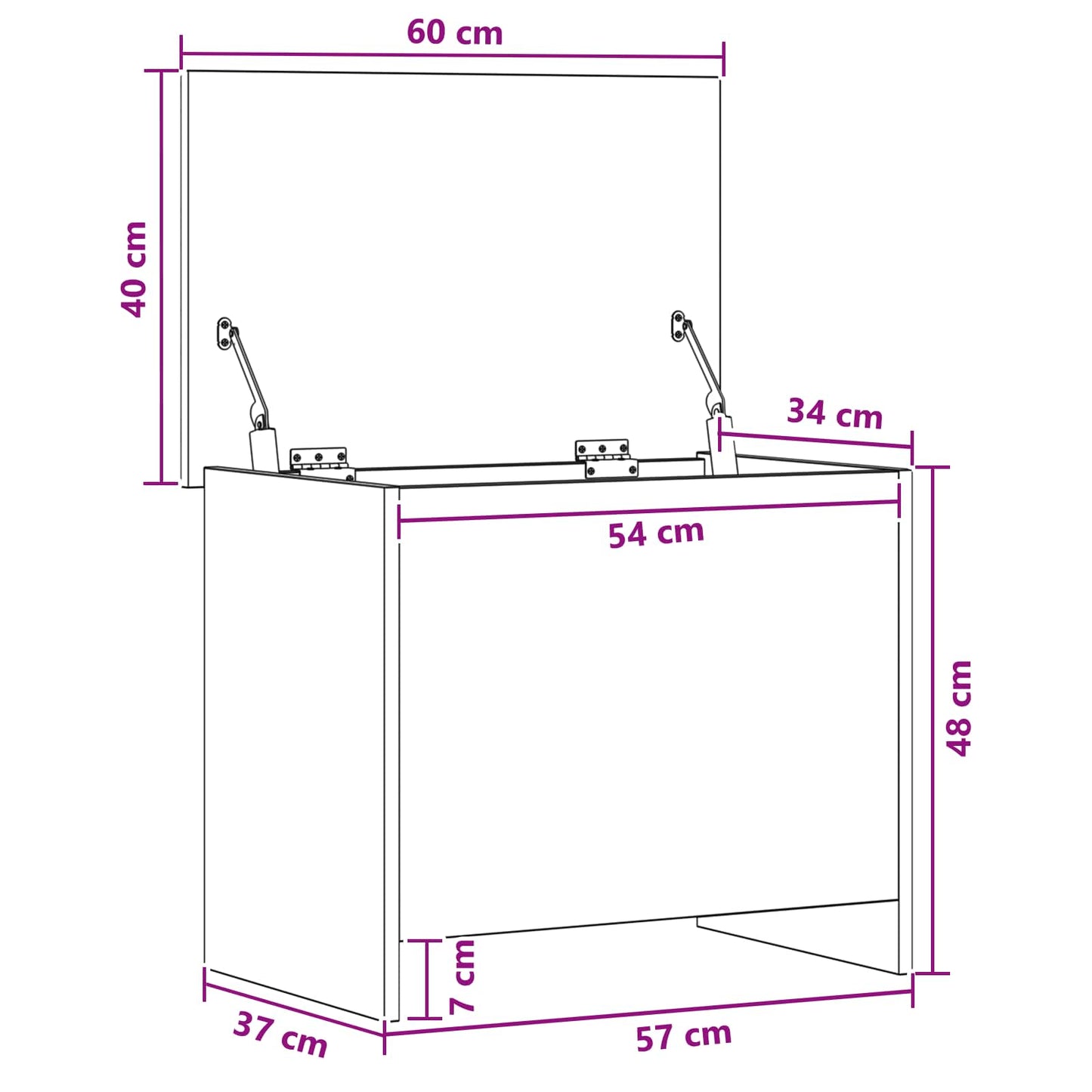 Opbergkist Artisanaal eiken 60 x 40 x 50 cm Bewerkt hout
