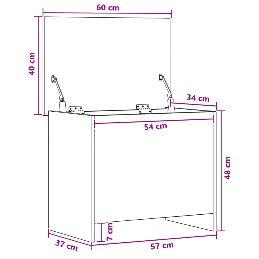 Opbergkist Artisanaal eiken 60 x 40 x 50 cm Bewerkt hout