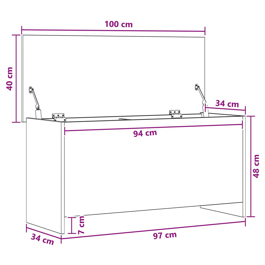 Opbergkist Gerookt eiken 100 x 40 x 50 cm Bewerkt hout