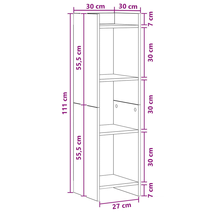 Boekenkast Sonoma Eiken 30 x 30 x 111 cm Bewerkt hout