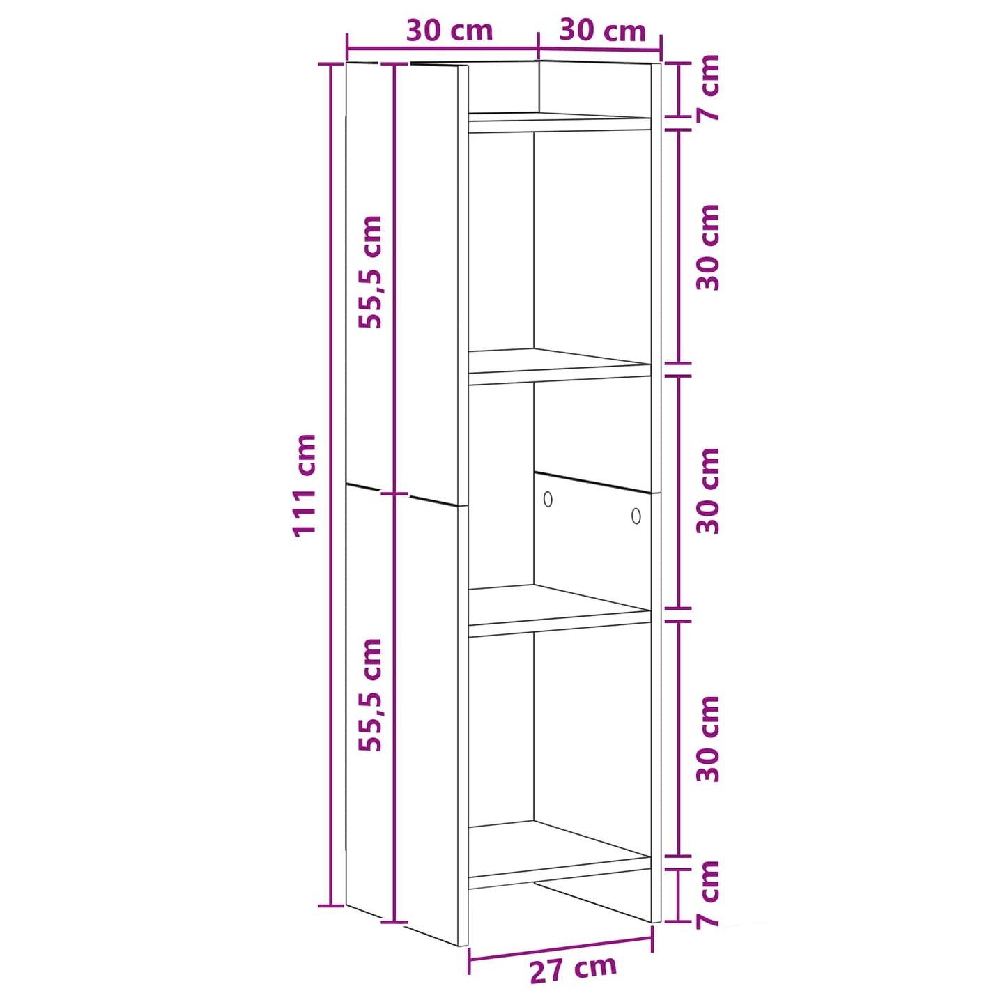 Boekenkast Concerte Grijs 30 x 30 x 111 cm Bewerkt hout