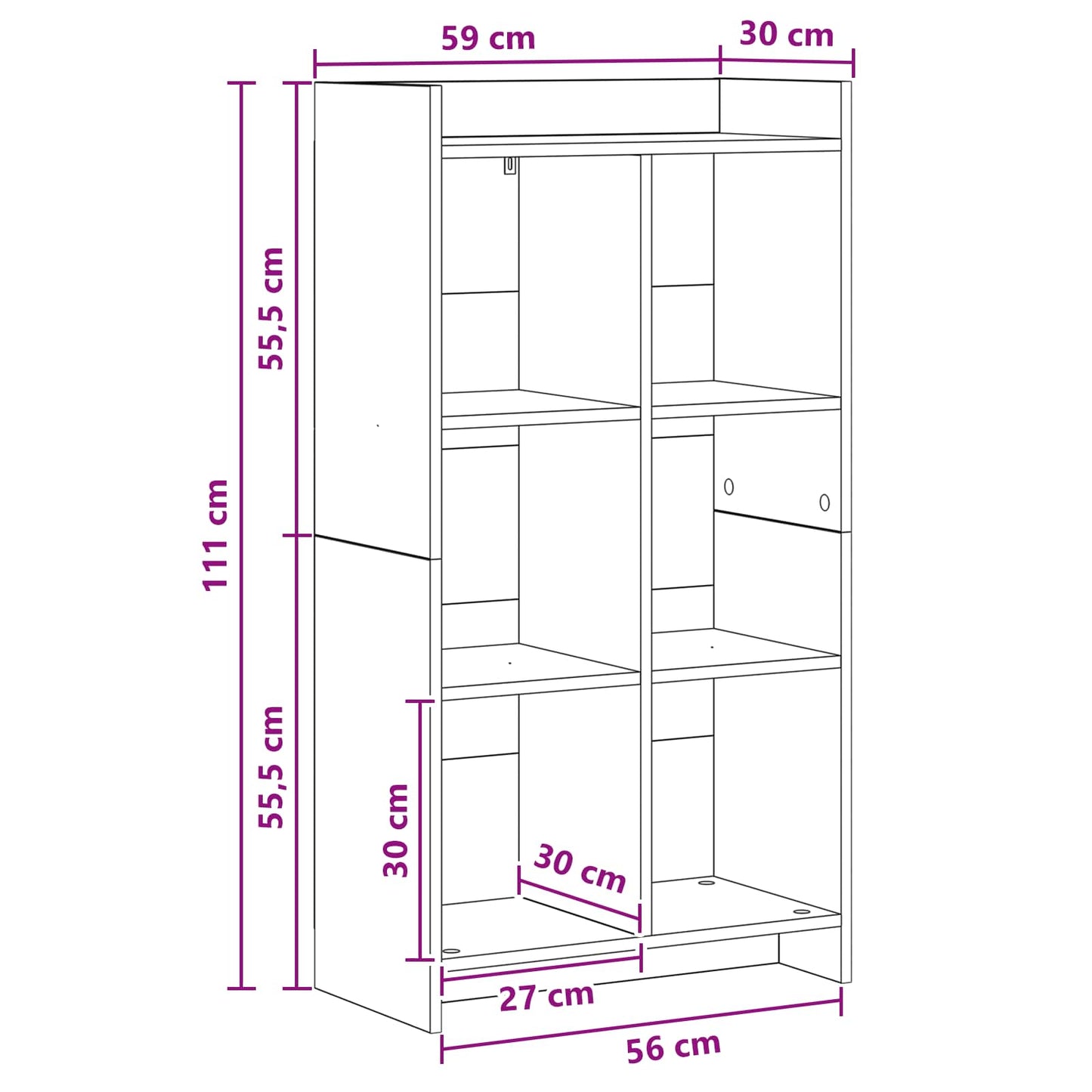 Boekenkast Sonoma Eiken 59 x 30 x 111 cm Bewerkt hout