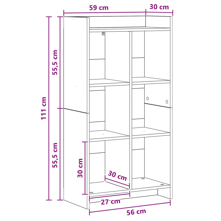 Boekenkast Gerookt eiken 59 x 30 x 111 cm Bewerkt hout