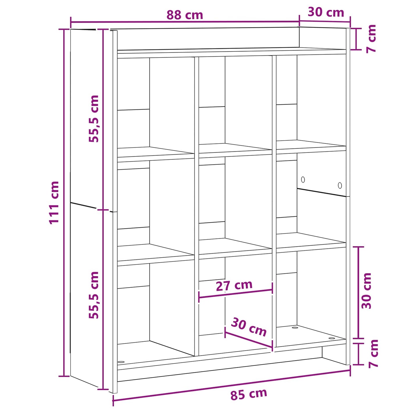 Boekenkast Wit 87,5 x 30 x 111 cm Bewerkt hout
