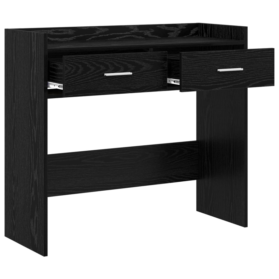 Wandtafel Zwart eiken 90 x 35 x 80 cm Bewerkt hout