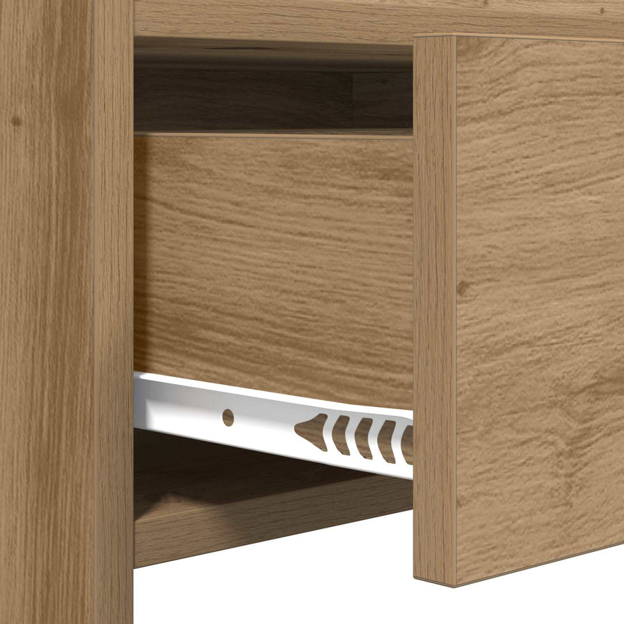 Wandtafel Artisanaal eiken 90 x 35 x 80 cm Bewerkt hout