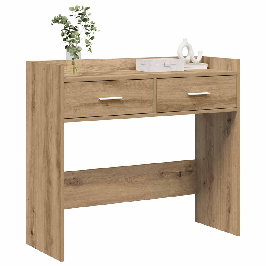 Wandtafel Artisanaal eiken 90 x 35 x 80 cm Bewerkt hout