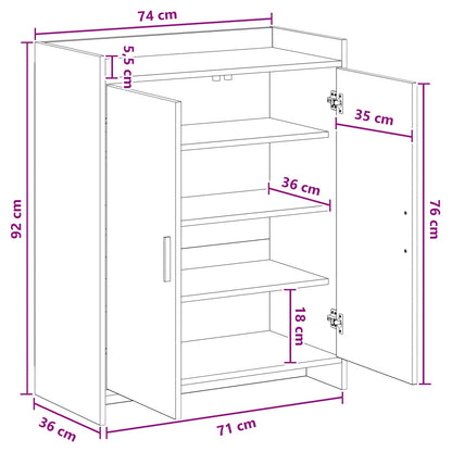Schoenenkast Betongrijs 73,5 x 36 x 92 cm Bewerkt hout