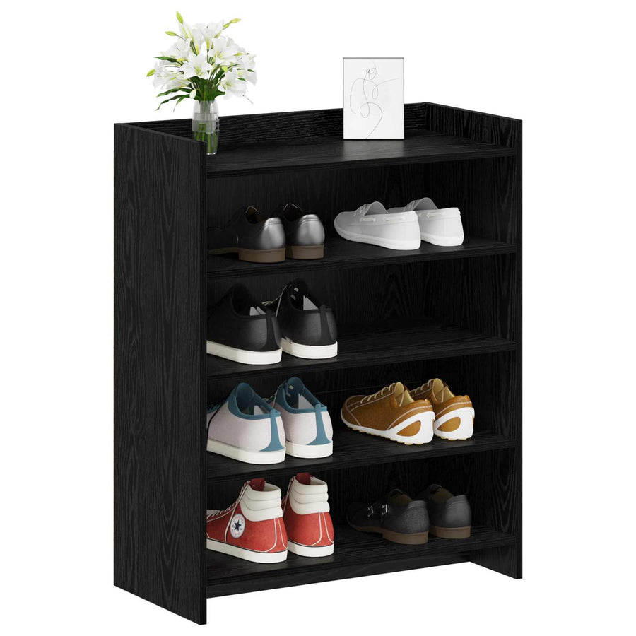 Schoenenkast Zwart eiken 73,5 x 36 x 92 cm Bewerkt hout