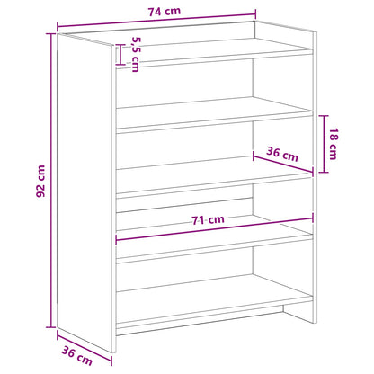 Schoenenkast Grijs Sonoma 73,5 x 36 x 92 cm Bewerkt hout