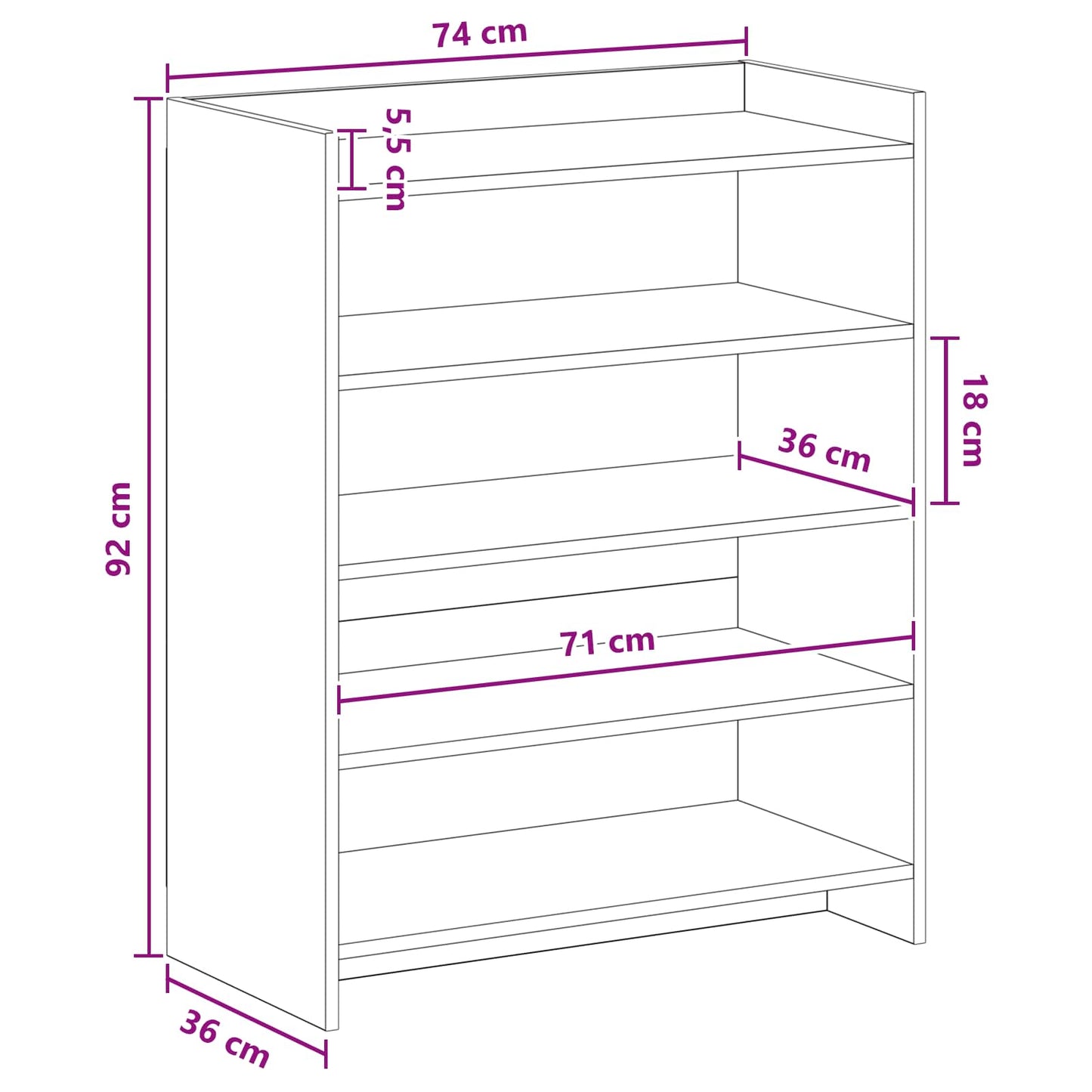 Schoenenkast met opslag Oud hout 73,5 x 36 x 92 cm Bewerkt hout