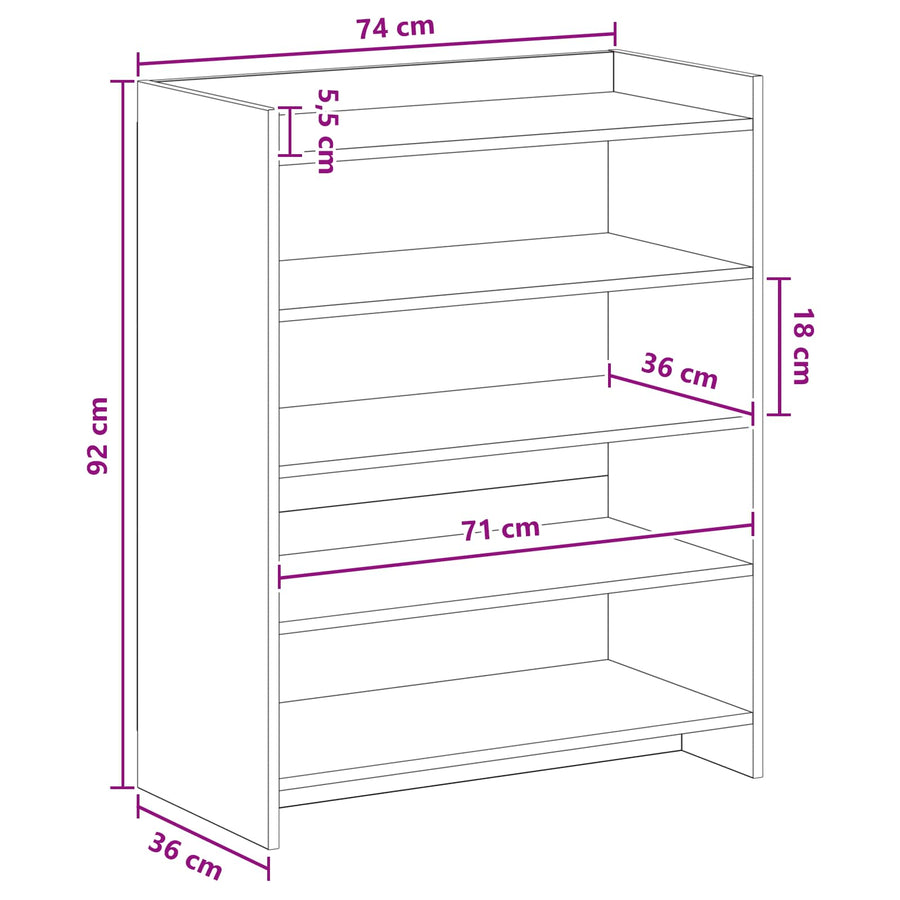 Schoenenkast Artisanaal eiken 73,5 x 36 x 92 cm Bewerkt hout