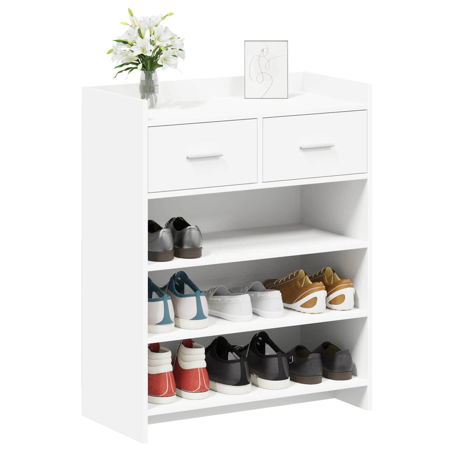 Schoenenkast met lade Wit 73,5 x 36 x 92 cm Bewerkt hout