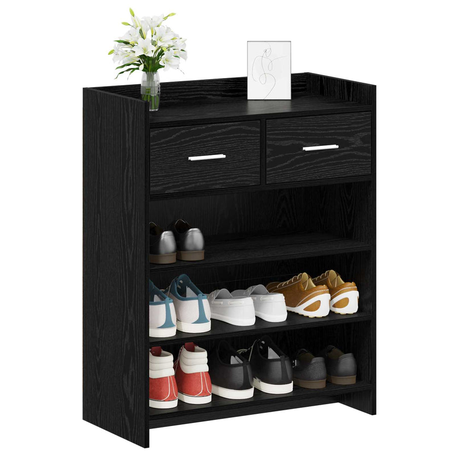 Schoenenkast Zwart eiken 73,5 x 36 x 92 cm Bewerkt hout