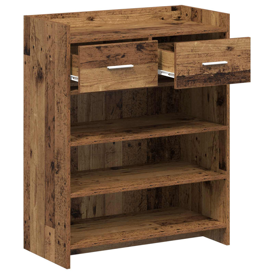 Schoenenkast met lade Oud hout 73,5 x 36 x 92 cm Bewerkt hout