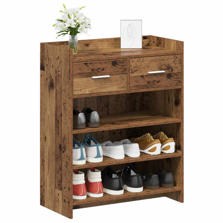 Schoenenkast met lade Oud hout 73,5 x 36 x 92 cm Bewerkt hout