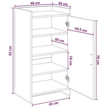 Schoenenkast met opslag Wit 48 x 36 x 92 cm Bewerkt hout