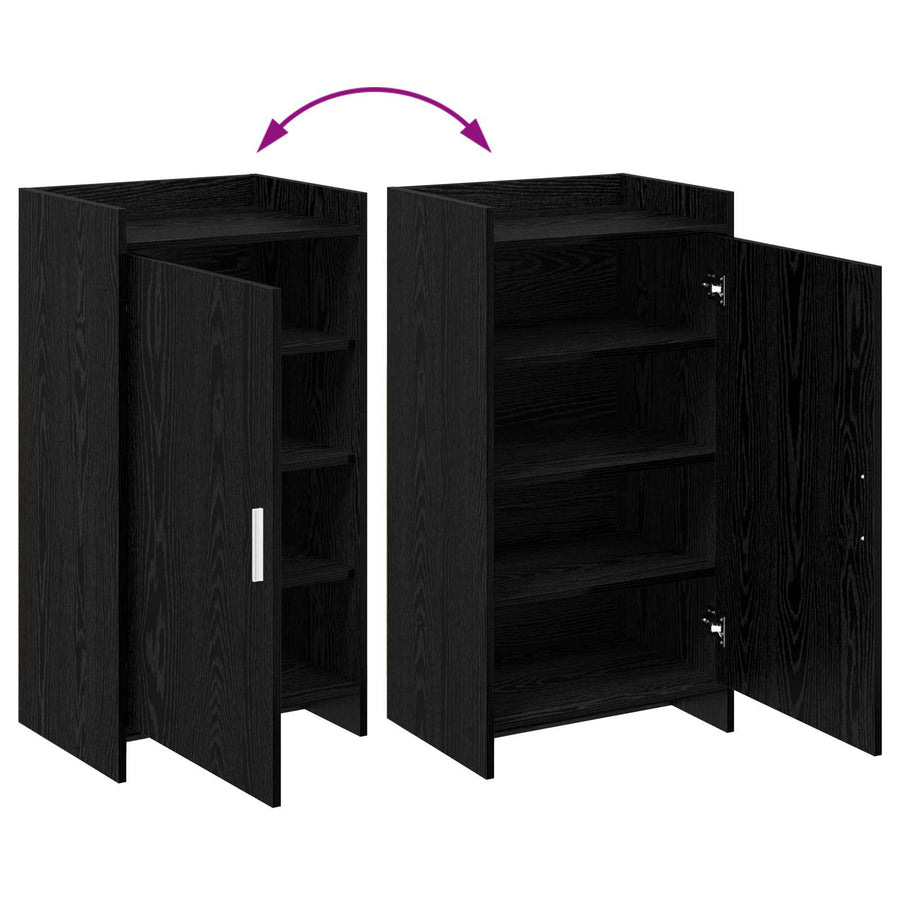Schoenenkast Zwart eiken 48 x 36 x 92 cm Bewerkt hout