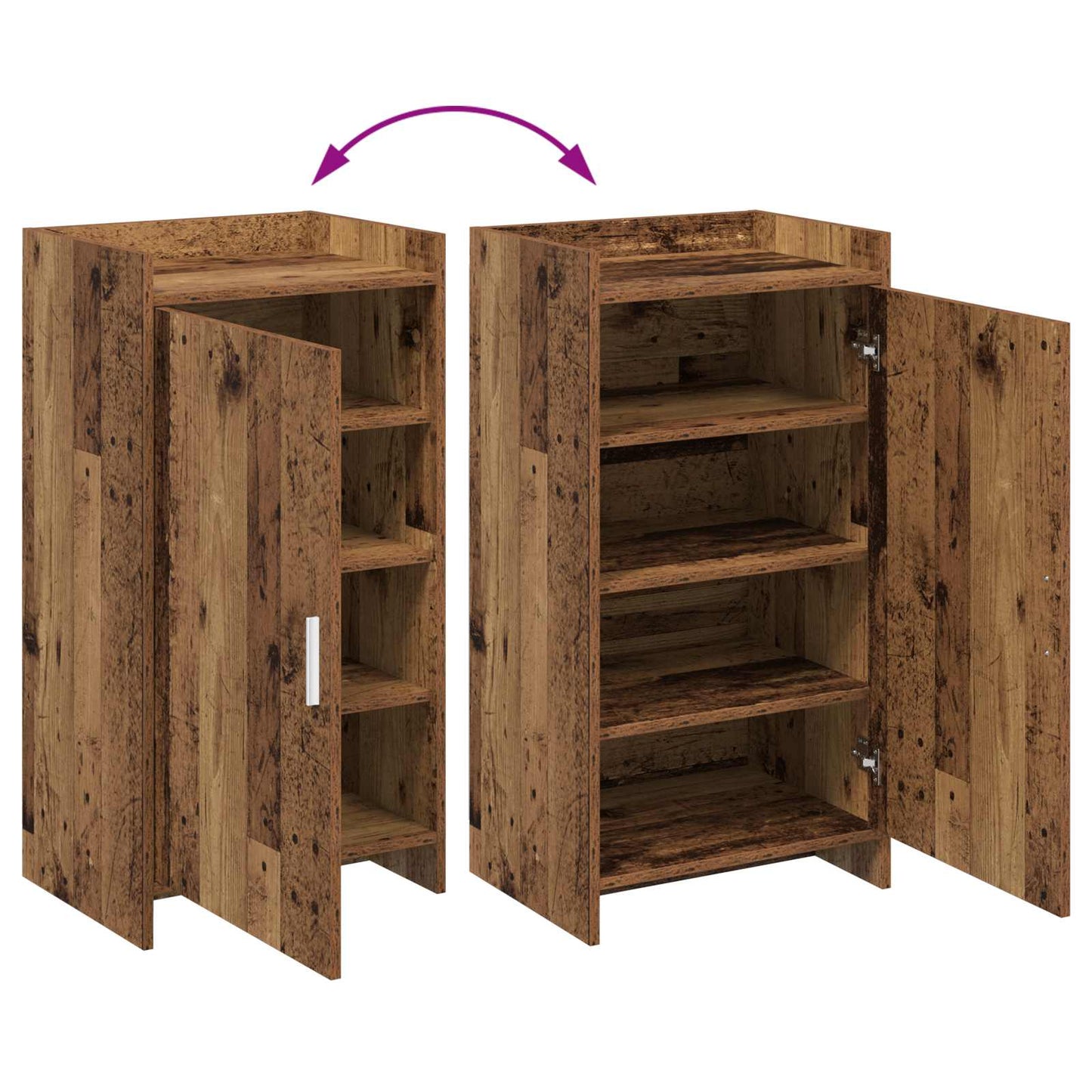 Schoenenkast met opslag Oud hout 48 x 36 x 92 cm Bewerkt hout