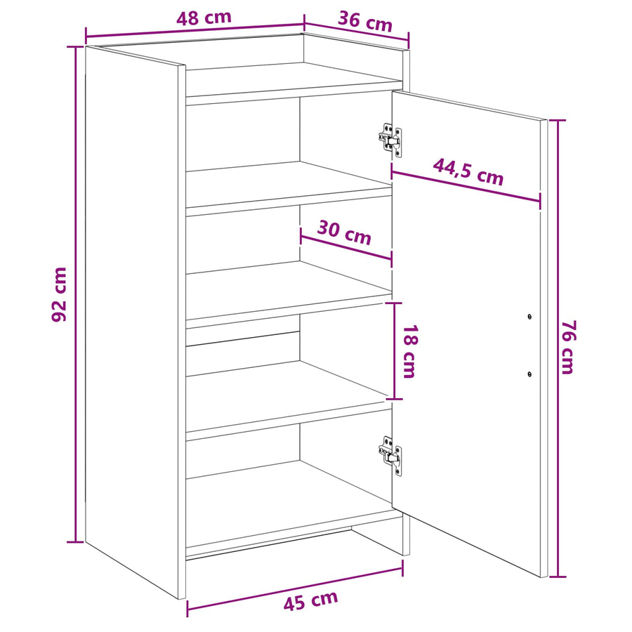 Schoenenkast Artisanaal eiken 48 x 36 x 92 cm Bewerkt hout