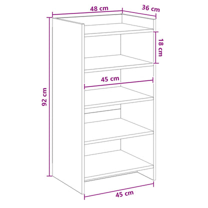 Schoenenkast Zwart eiken 48 x 36 x 92 cm Bewerkt hout