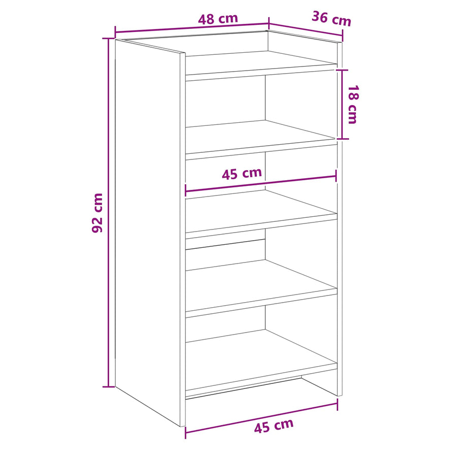 Schoenenkast Sonoma Eiken 48 x 36 x 92 cm Bewerkt hout