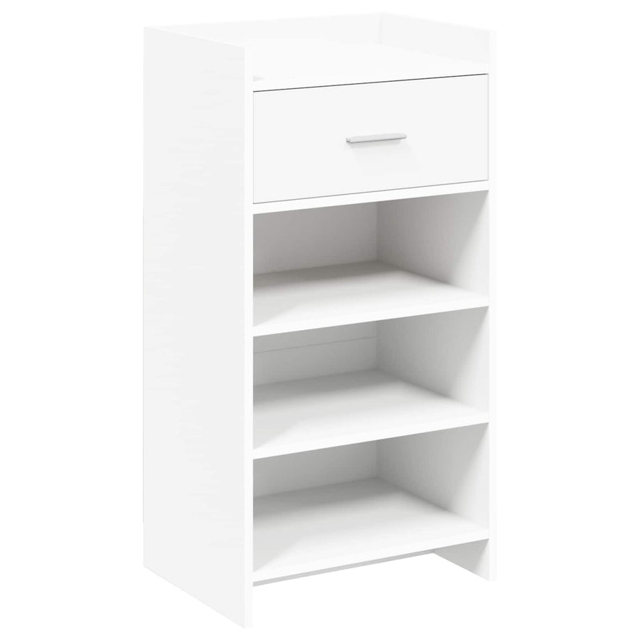 Schoenenkast met lade Wit 48 x 36 x 92 cm Bewerkt hout