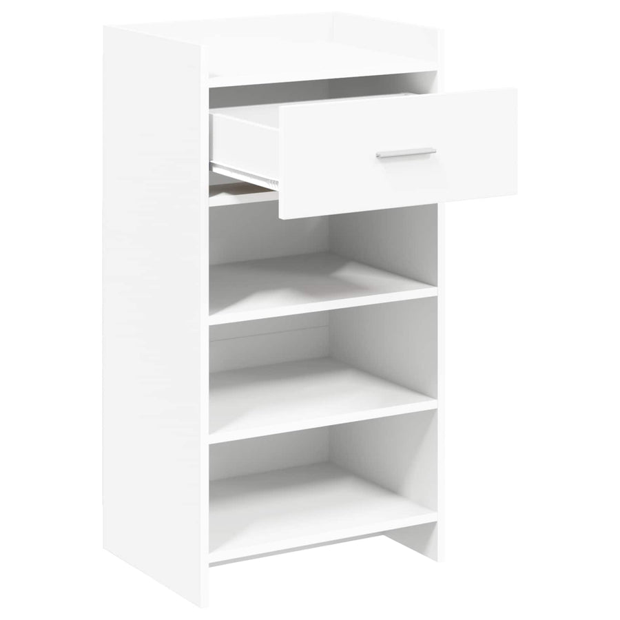 Schoenenkast met lade Wit 48 x 36 x 92 cm Bewerkt hout