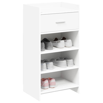 Schoenenkast met lade Wit 48 x 36 x 92 cm Bewerkt hout