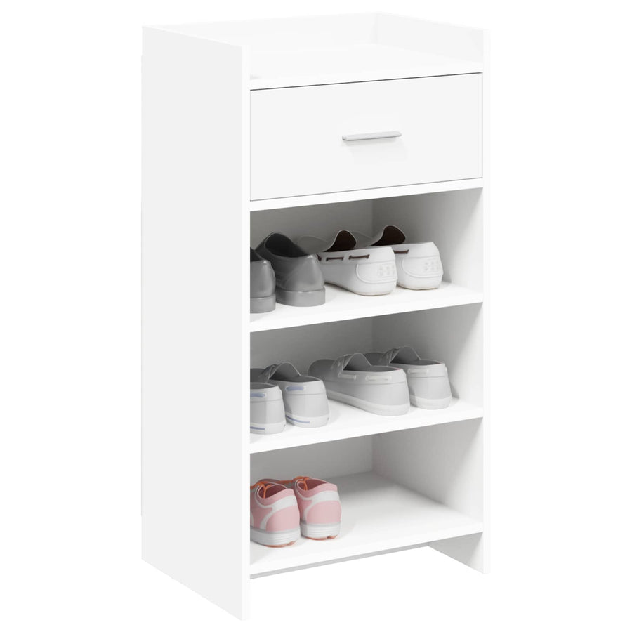 Schoenenkast met lade Wit 48 x 36 x 92 cm Bewerkt hout