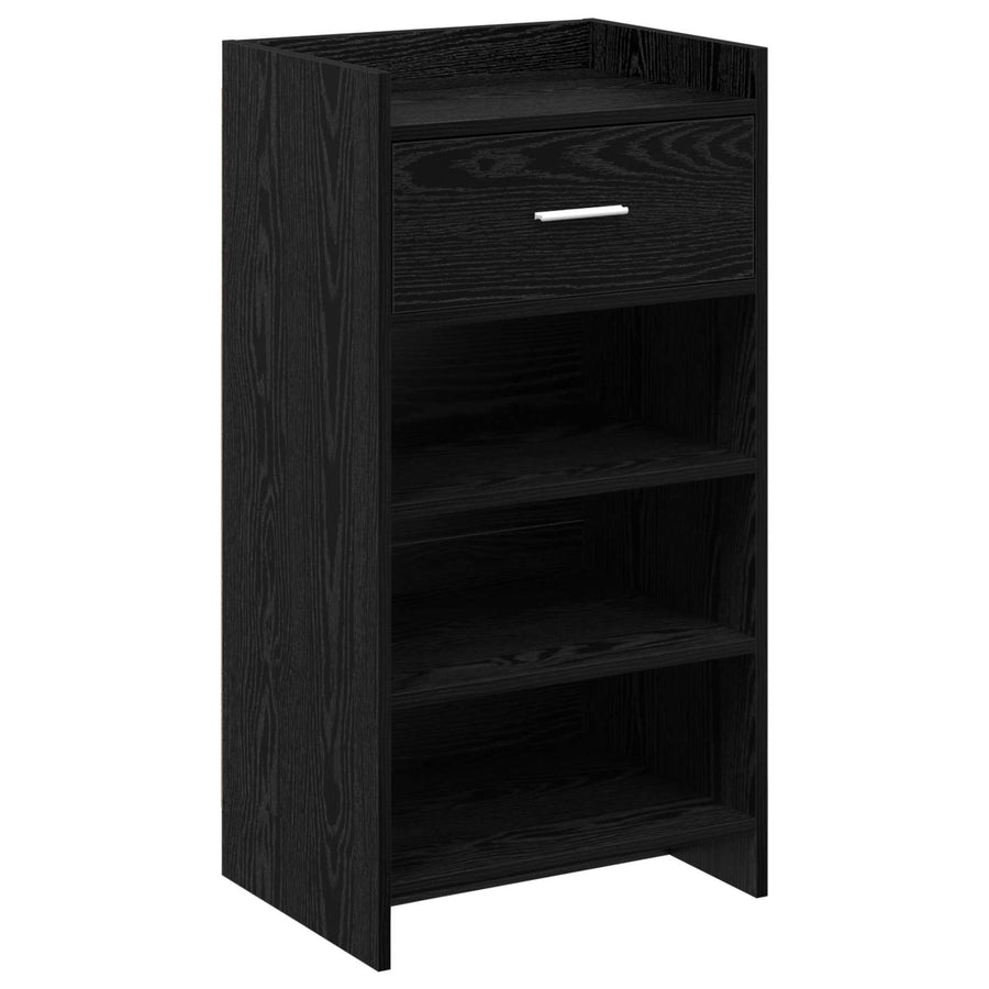 Schoenenkast met lade Zwart eiken 48 x 36 x 92 cm Bewerkt hout