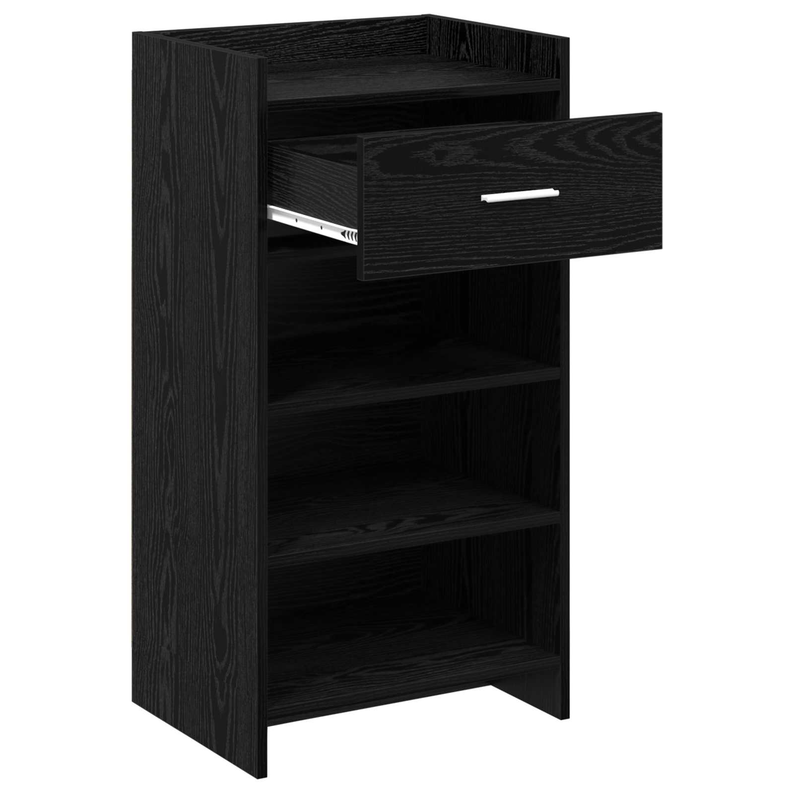 Schoenenkast met lade Zwart eiken 48 x 36 x 92 cm Bewerkt hout