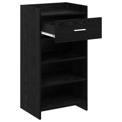 Schoenenkast met lade Zwart eiken 48 x 36 x 92 cm Bewerkt hout