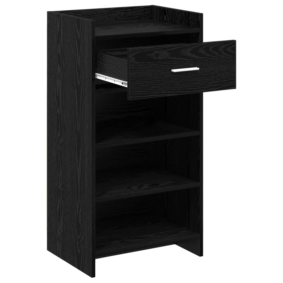 Schoenenkast met lade Zwart eiken 48 x 36 x 92 cm Bewerkt hout