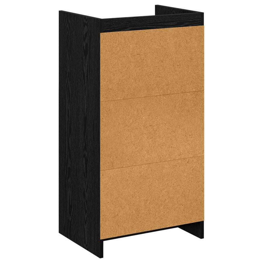 Schoenenkast met lade Zwart eiken 48 x 36 x 92 cm Bewerkt hout