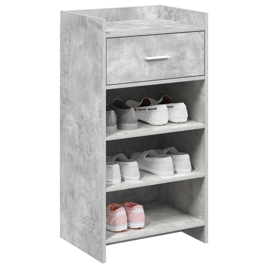 Schoenenkast met lade Betongrijs 48 x 36 x 92 cm Bewerkt hout