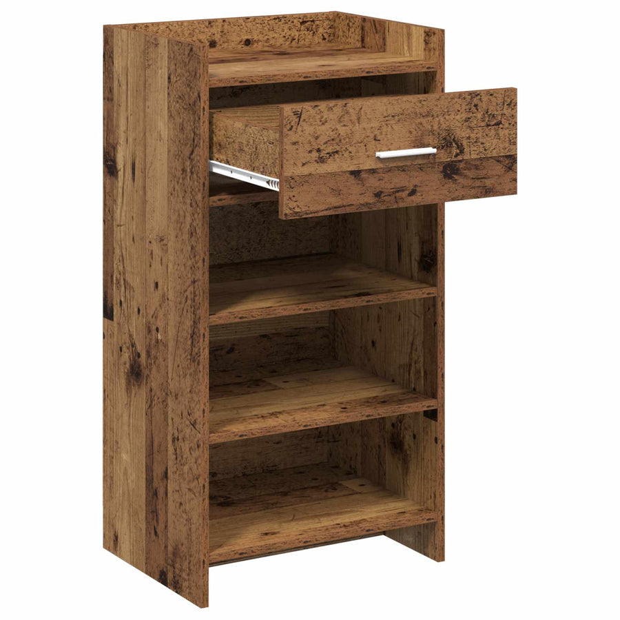 Schoenenkast met lade Oud hout 48 x 36 x 92 cm Bewerkt hout