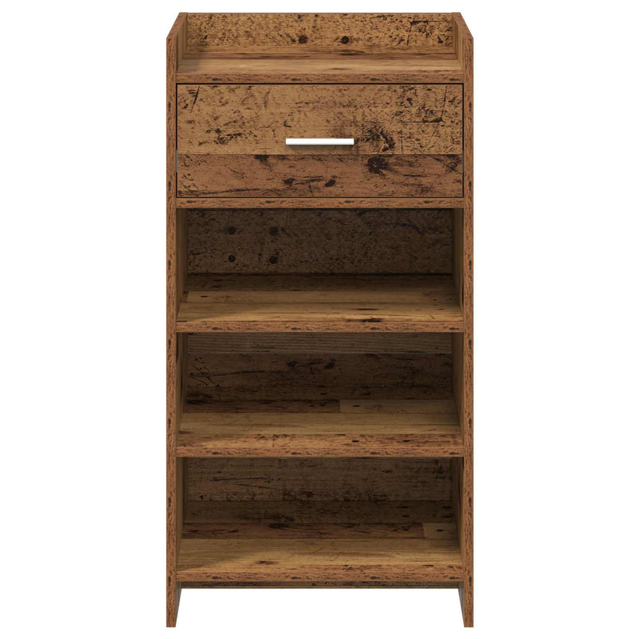 Schoenenkast met lade Oud hout 48 x 36 x 92 cm Bewerkt hout