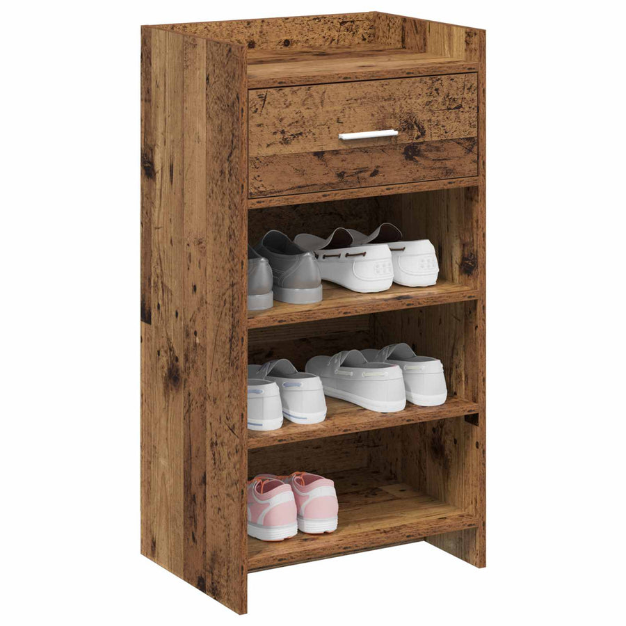 Schoenenkast met lade Oud hout 48 x 36 x 92 cm Bewerkt hout