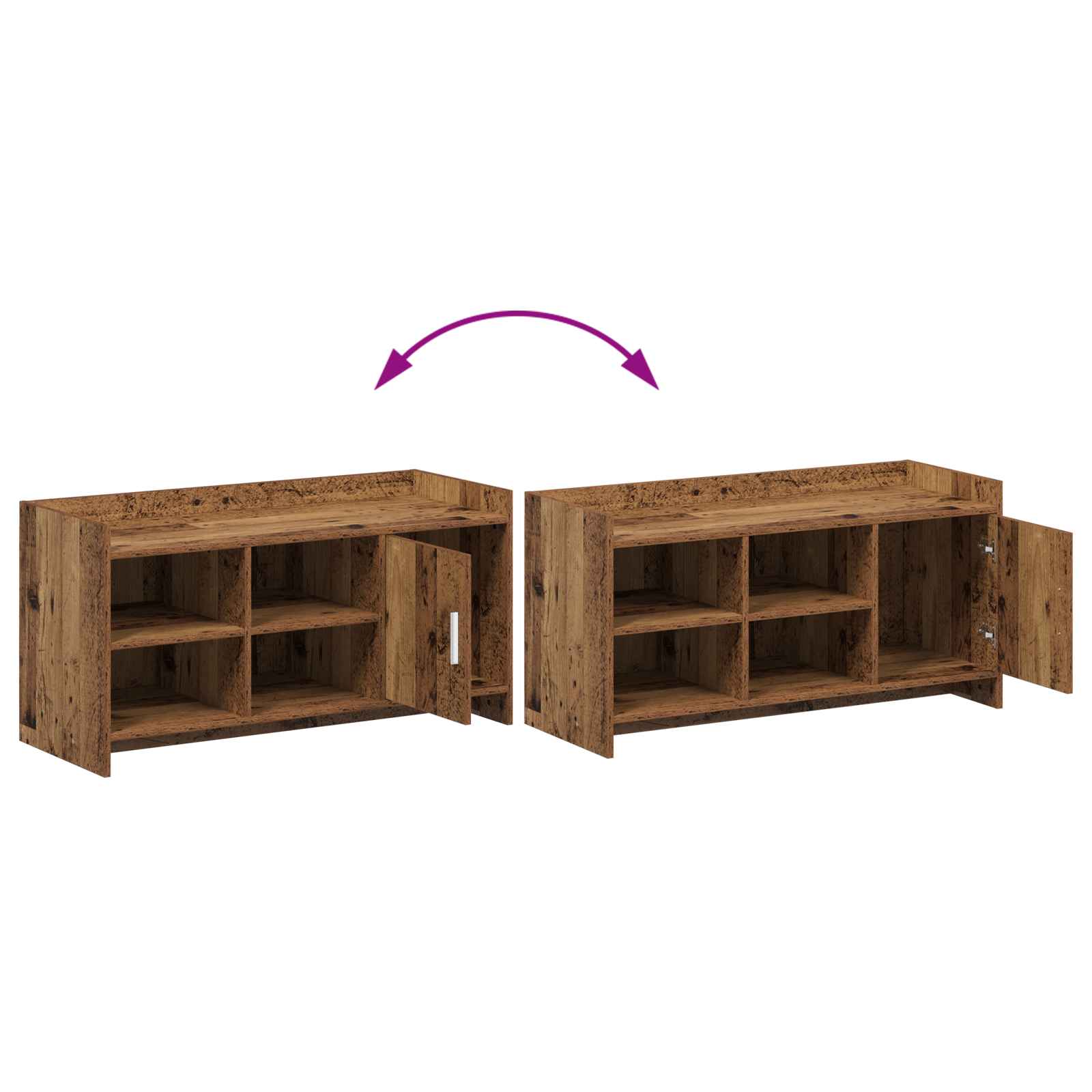 Schoenenkast Oud hout 100 x 39,5 x 51 cm Bewerkt hout