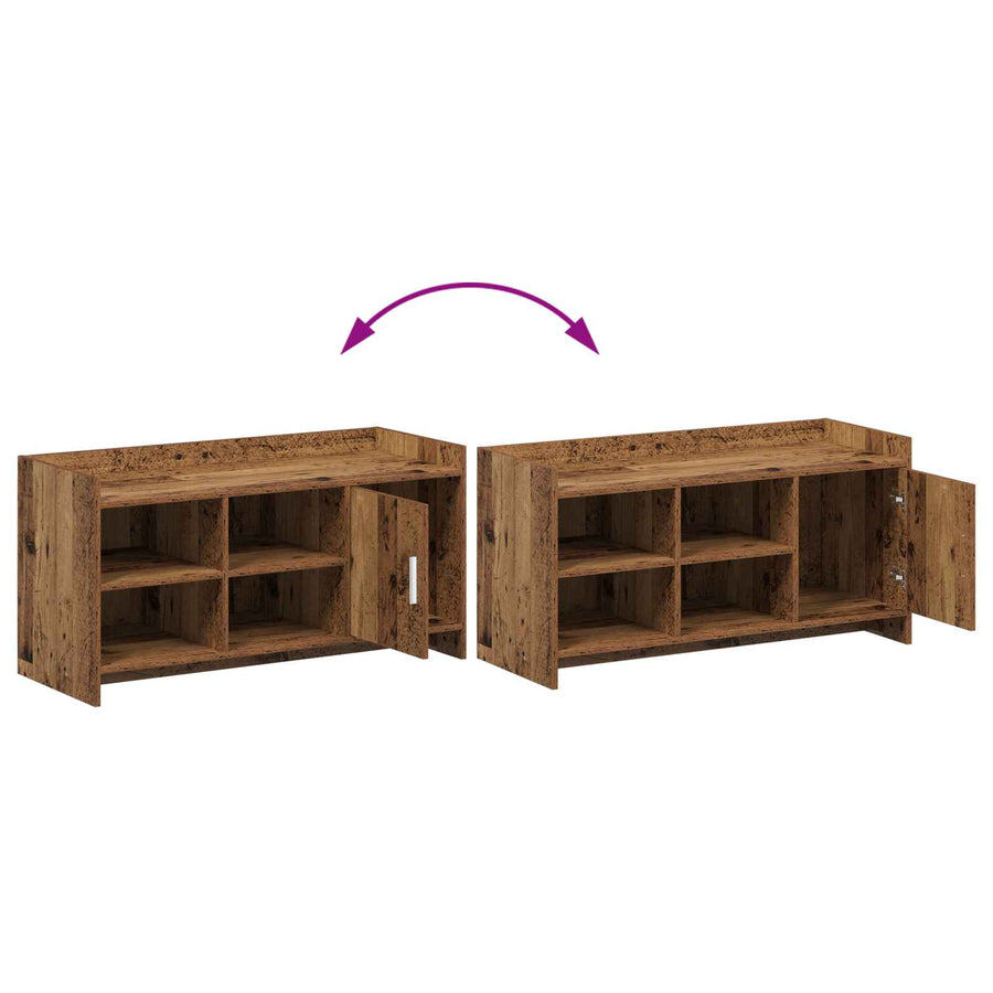 Schoenenkast Oud hout 100 x 39,5 x 51 cm Bewerkt hout