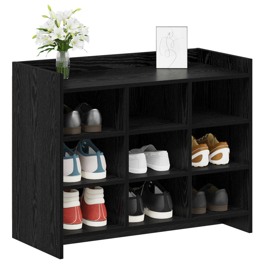 Schoenenkast Zwart eiken 85 x 39,5 x 70 cm Bewerkt hout