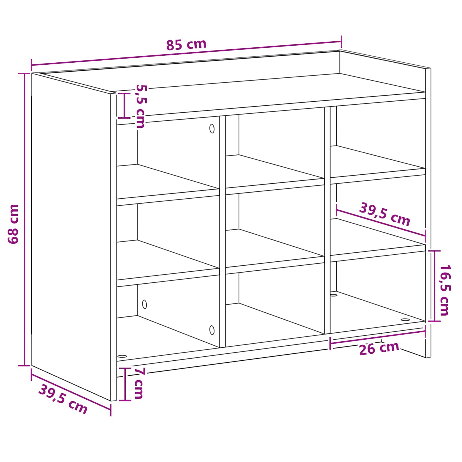 Schoenenkast Sonoma Eiken 85 x 39,5 x 70 cm Bewerkt hout