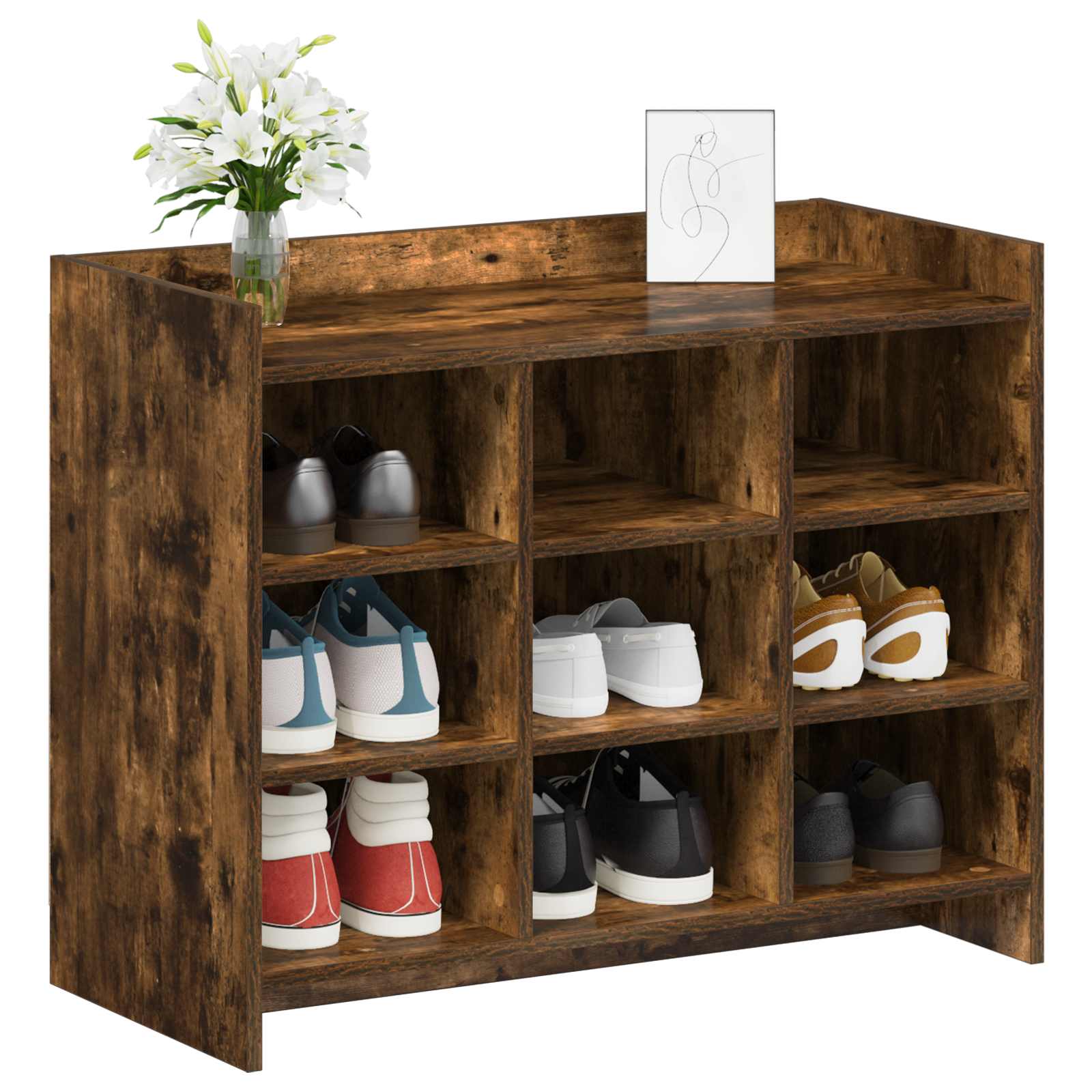 Schoenenkast Gerookt eiken 85 x 39,5 x 70 cm Bewerkt hout