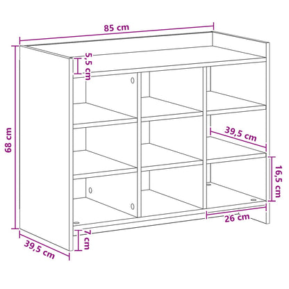 Schoenenkast Gerookt eiken 85 x 39,5 x 70 cm Bewerkt hout